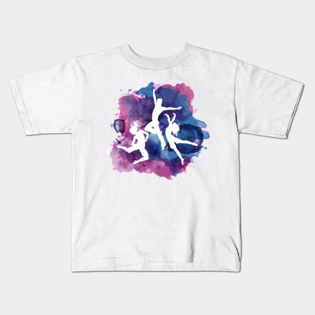 Silhouette Dancing People Kids T-Shirt by Mako Design 